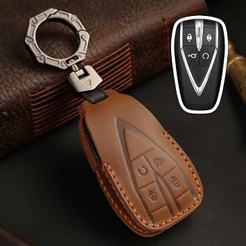 Leather Key Shell Car Key,Fob Case Smart Remote Key Cover,Zinc Alloy Protection Car KeyShellKeychaifor Changan Series