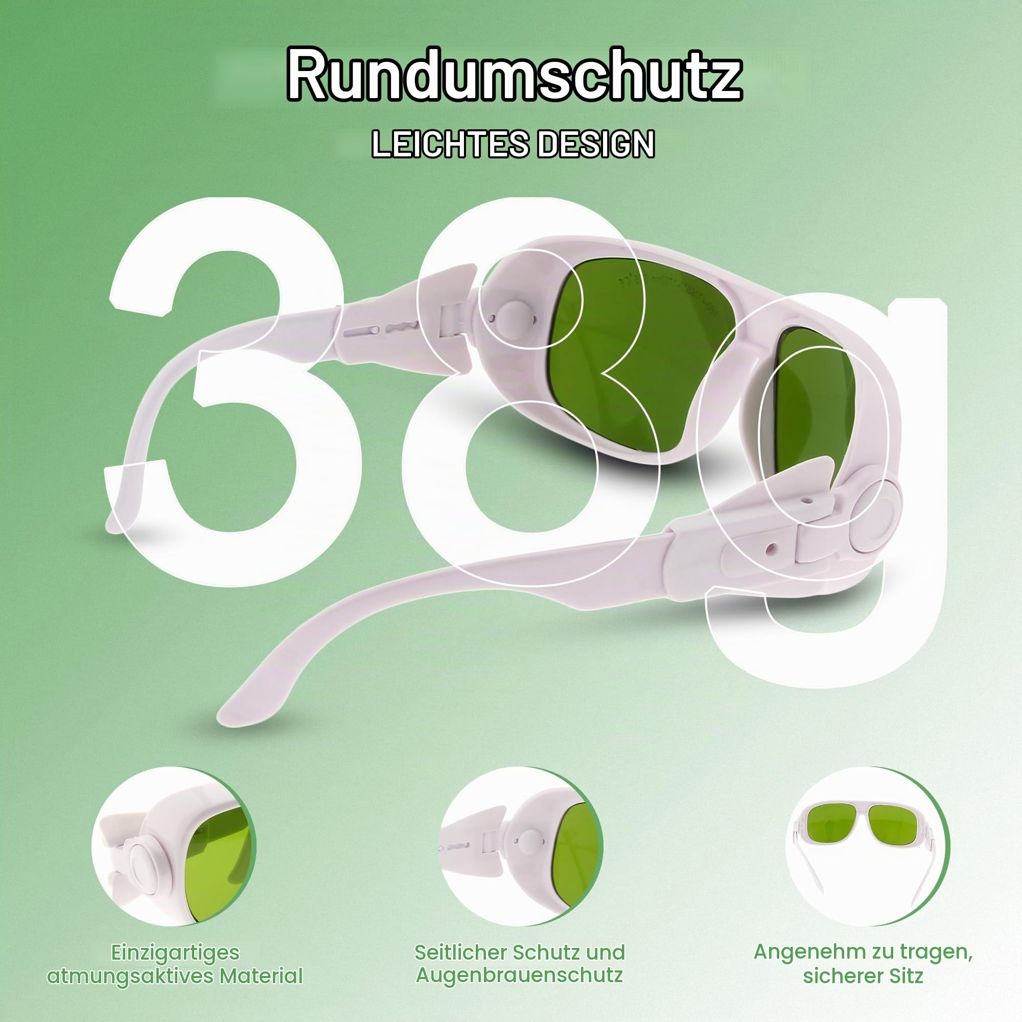 MCWlaser Laser Schutzbrille 1064nm 1080nm Brille CE OD5+ Laser Safety Goggles 190-470nm & 800-1700nm Für Fiber Laserreinigung Schweißen UV-Markierung Diode, ND:YAG Laser Absorption Type EP-8 Stil 1