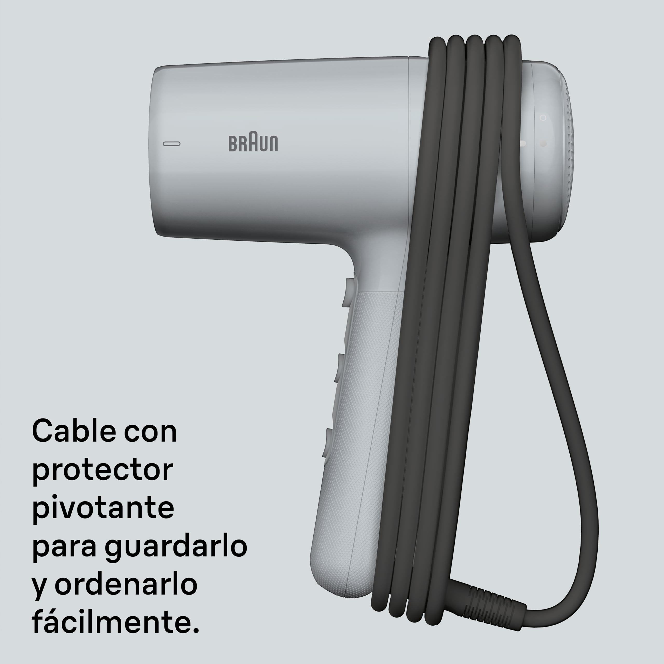 Secador de pelo Braun HD2.35 – Secador potente con difusor, peine alisador y boquilla de secado, tecnología IONTEC, motor de 2200 W, 3 temperaturas y 2 velocidades, acabado gris satinado – BRHD235E