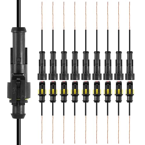 RDBS Kit de 10 conectores de cable eléctrico de 1 clavija, enchufe macho y hembra impermeables de 1 vía para automóvil, camión, motocicleta, barco