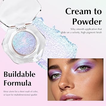 Purple Blue Holographic Duochrome Glitter Eyeshadow Palette