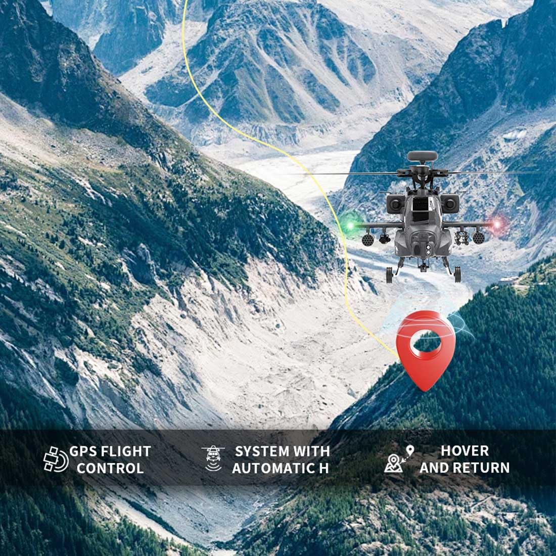 F11-S AH64 1/32 RC śmigłowiec Apaache, 2,4 G 6-kanałowy dwuosiowy napęd Flybarless 6G/3D Stunt model samolotu z GPS i przepływem optycznym (wersja RTF)