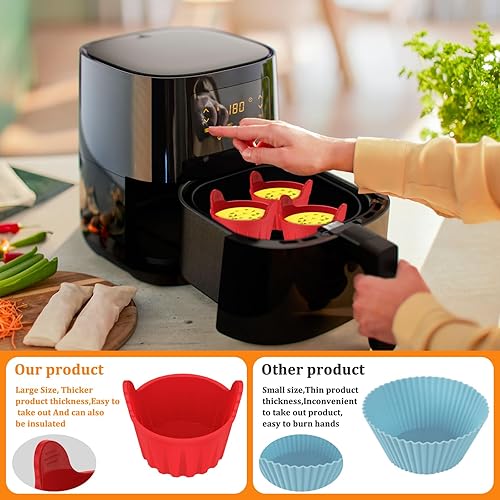 Miniatura 7 de Freidora de aire, 4 unidades, cazador furtivo de huevos, de silicona de grado alimenticio, de silicona de fácil liberación, moldes redondos de