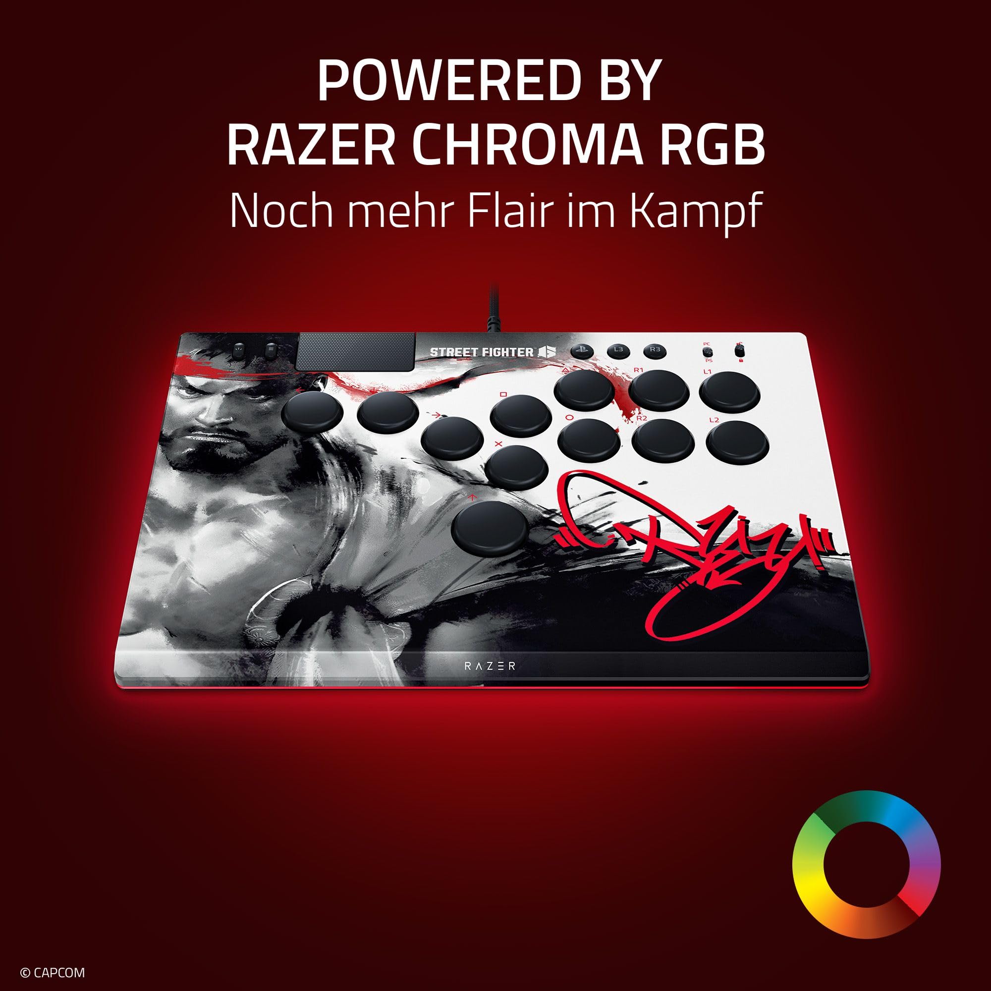 Razer Kitsune Ryu Edition - Optischer Arcade-Controller für PS5 und PC - Layout mit 4 präzisen Bewegungstasten - Flache lineare optische Switches - Dünnes, portables Gehäuse | Ryu Ed.