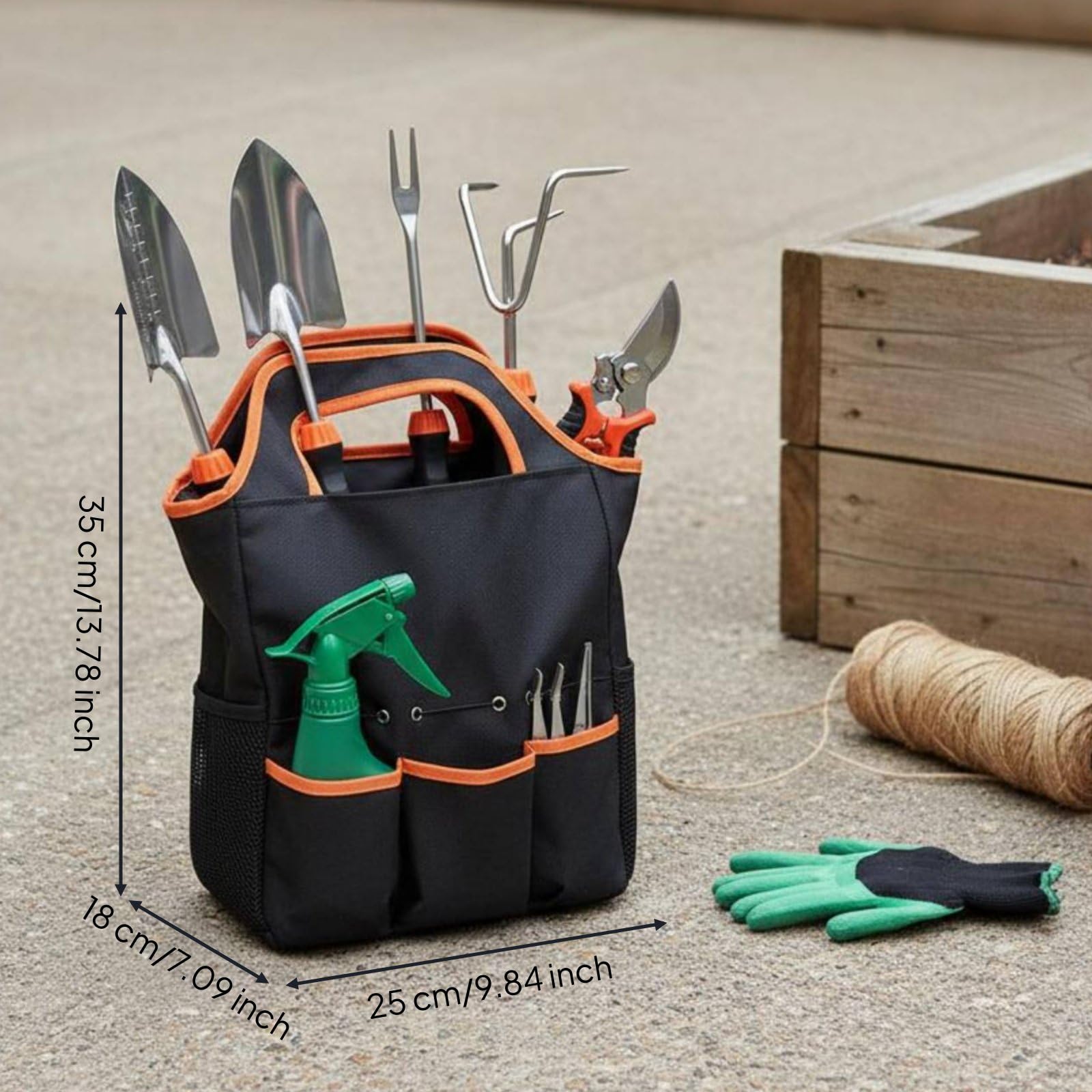 7 Piezas Kit de Jardinería de Acero Inoxidable Multifuncional Set Herramientas Jardinería con Bolsa Resistente para Principiantes, Jardín, Patio