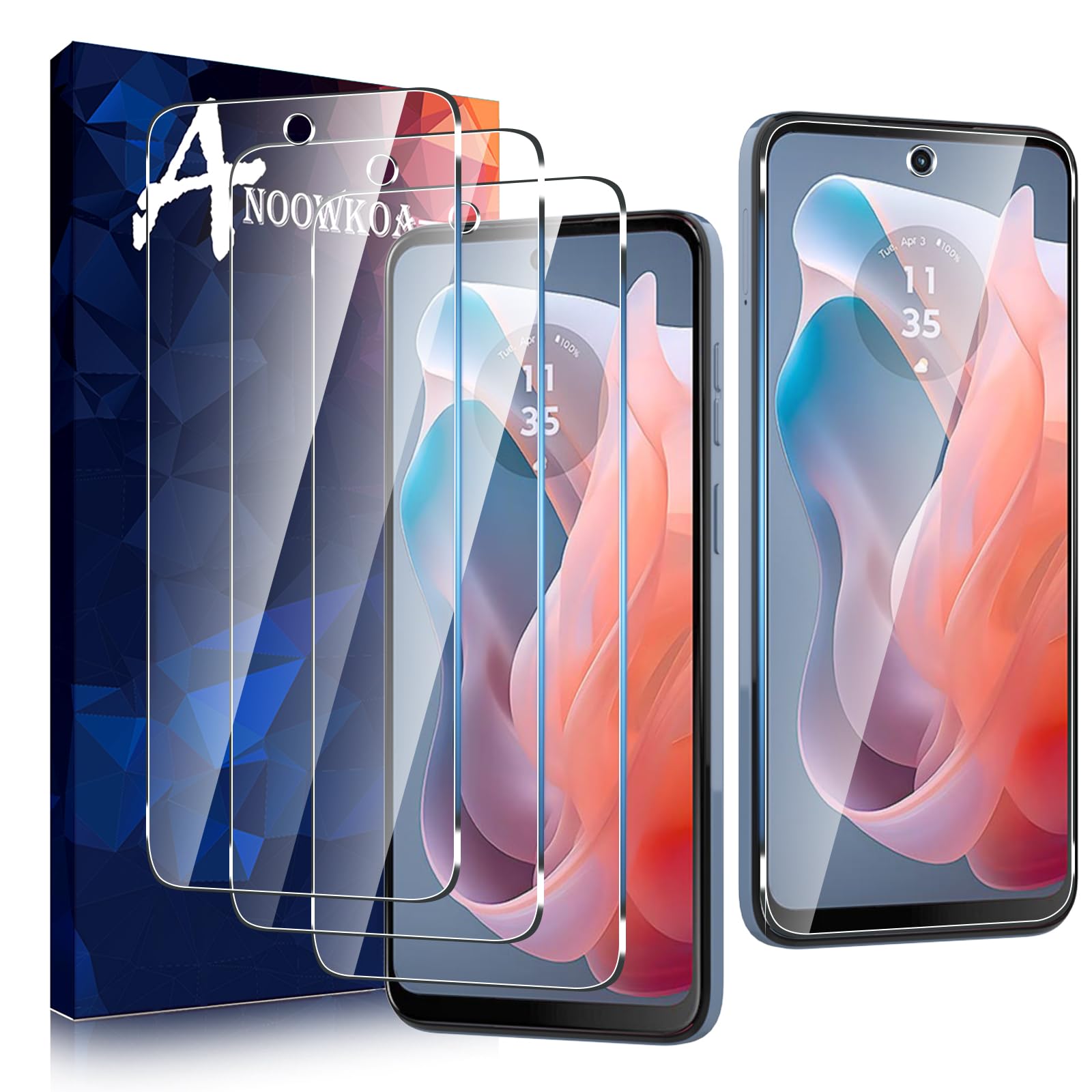 Anoowkoa 3 Pack Designed for Motorola Moto G Play 2025/Moto G56 Screen Protector Tempered Glass film.Anti-Breakage.Anti-Scratch No Bubbles 9H Hardness.Easy Installation