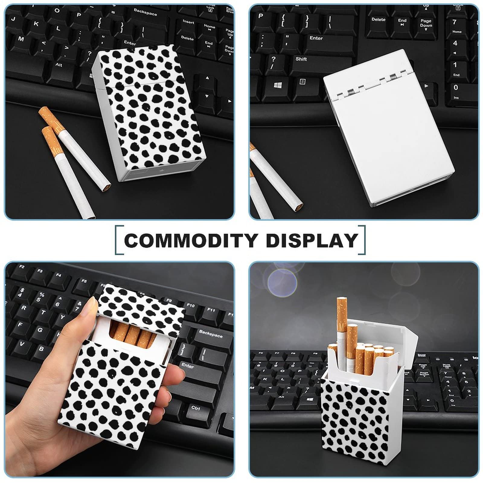 Amazon.co.jp: タバコケース シガレットケース 黒い 水玉 ドット柄