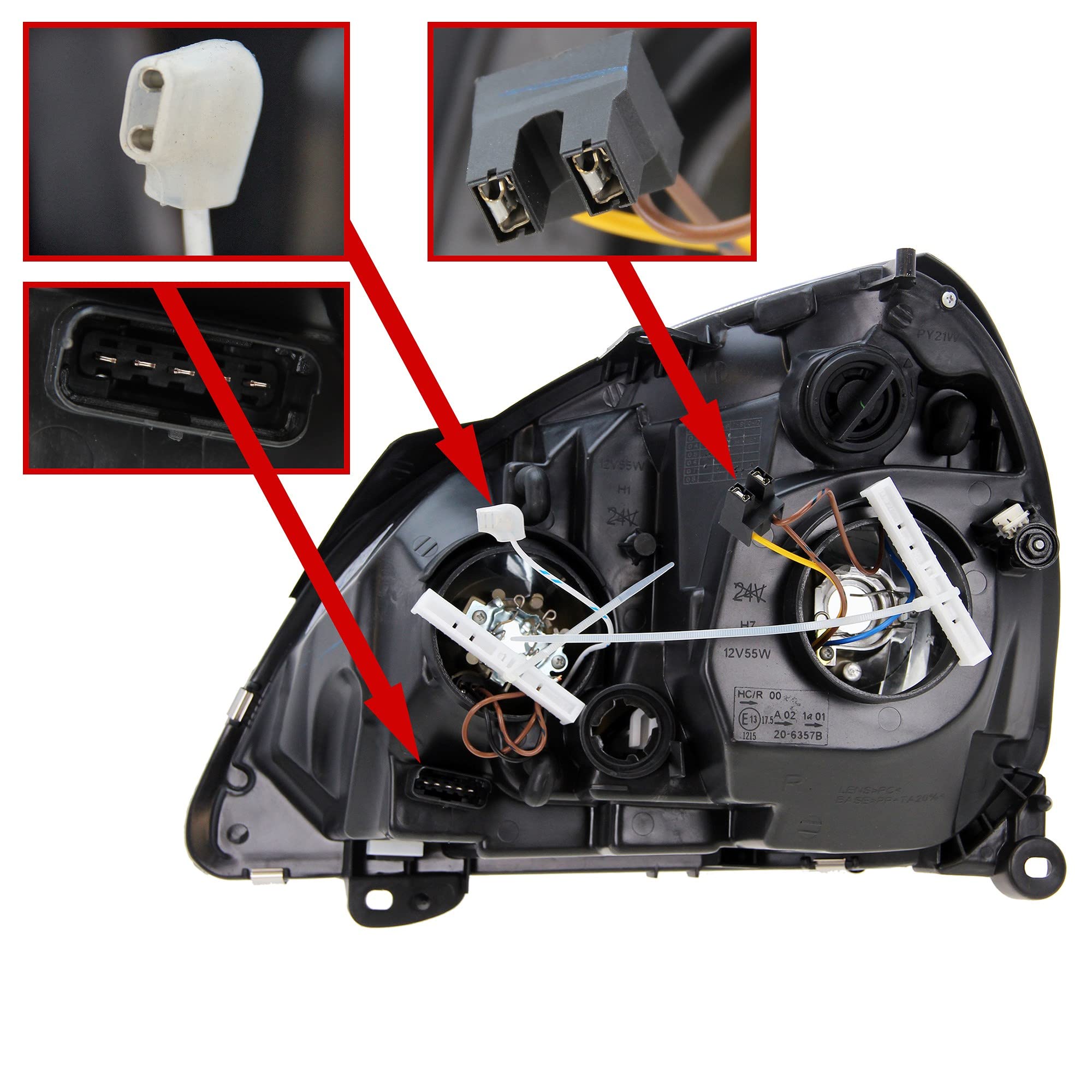 BESTPRICE 2x fari principali anteriori sinistro + destro H1 / H7, compatibili con RENAULT CLIO II (BB_, CB_), CLIO II van/hatchback (SB0/1/2_)