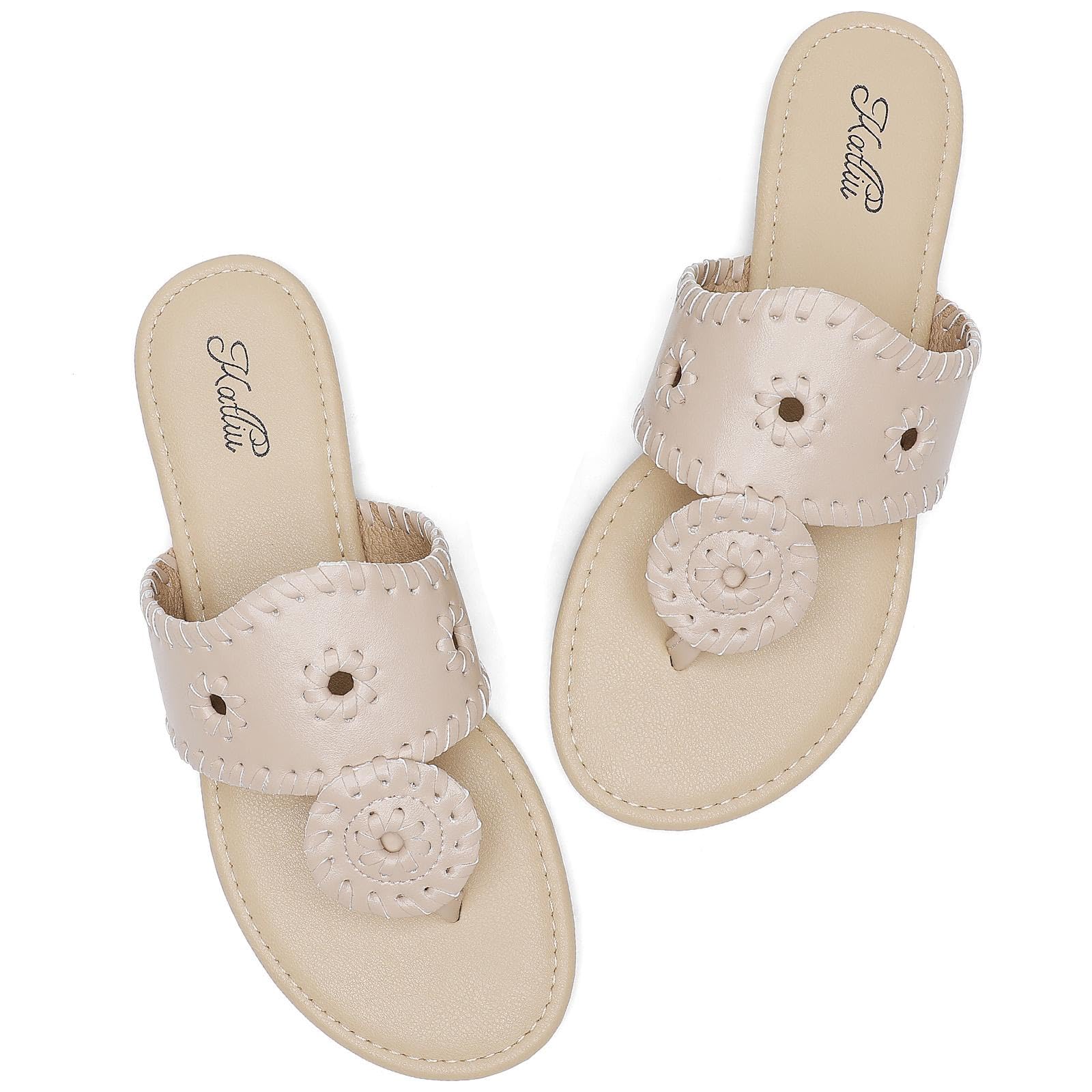 katliu Damen Sandalen mit Zehentrenner Design, modische leichte Sommer Sandalen mit rutschfester Sohle, bequeme Freizeitschuhe für Alltag und Urlaub 36-42