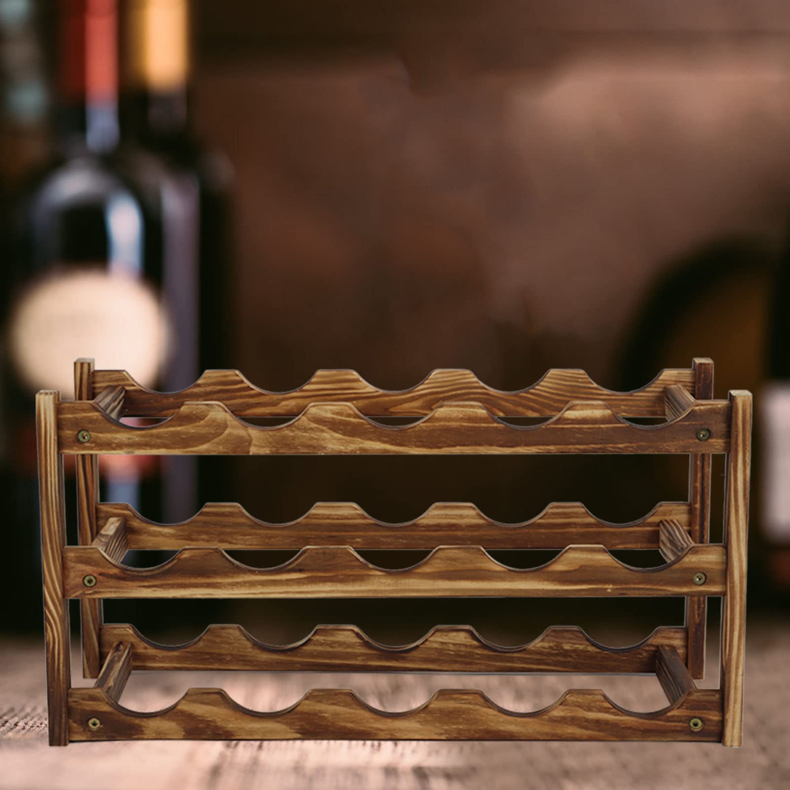 Wine Rack Freestanding Floor, Wine Racks Countertop Wine Bottle Holder Decorative Wall Wine Racks for Wine Bottles(3 Layers and 15 Bottles)