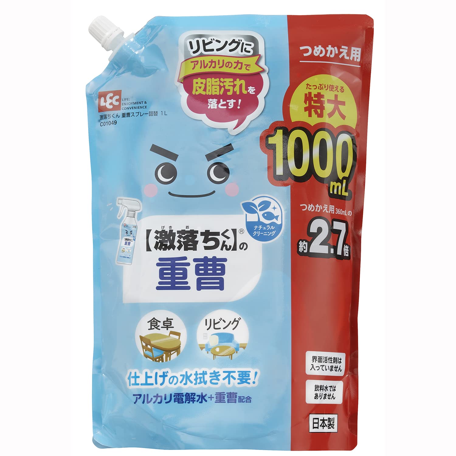 Amazon | 激落ちくん 重曹 スプレー つめかえ用 大容量 1000mL / 重曹+