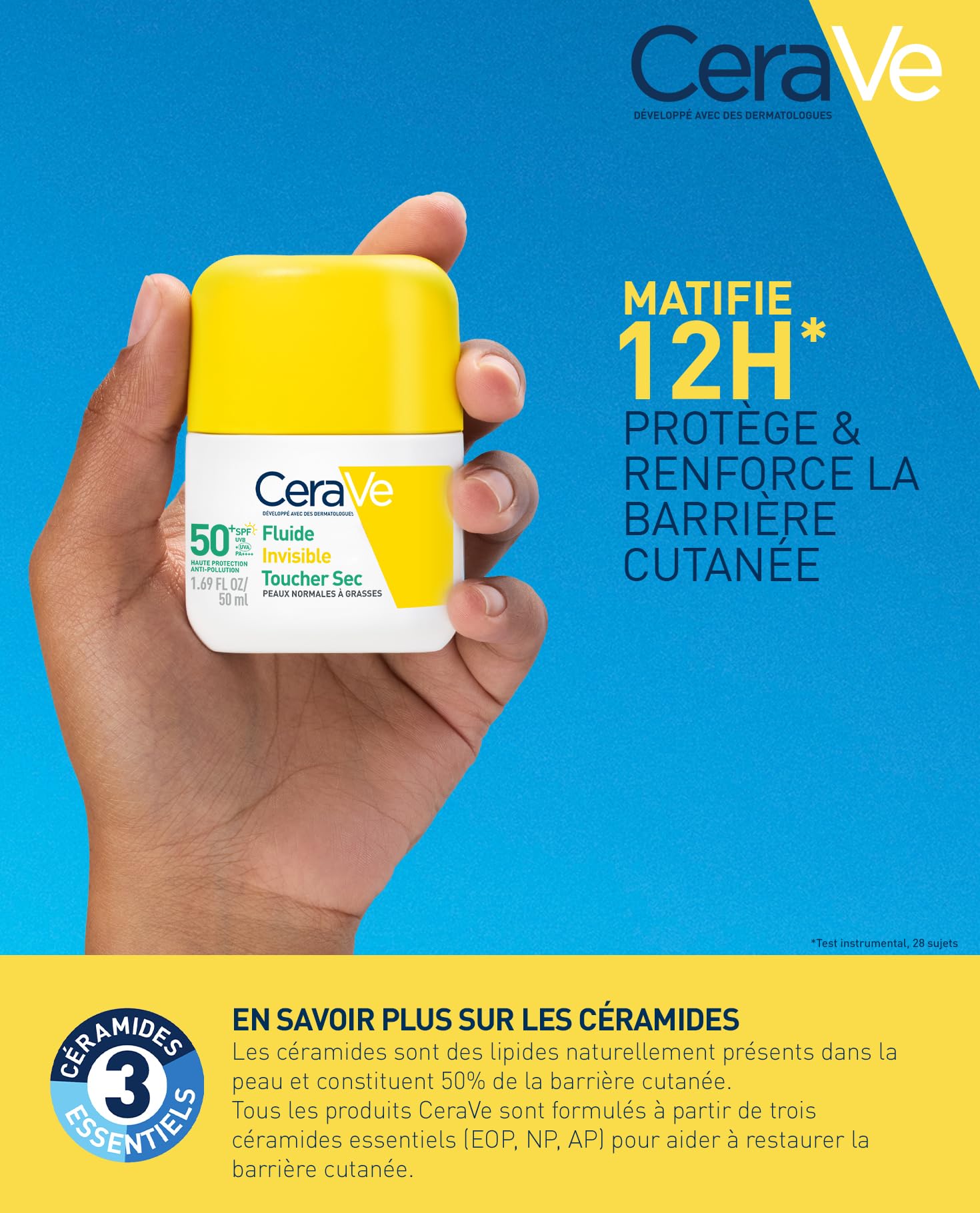 CeraVe, Invisible Dry Touch Fluid SPF 50+, Very High Sun Protection Face, Normal to Oily Skin, Mattifying 12H, No White Marks, Make-up Base, Niacinamide and Vitamin E - 4