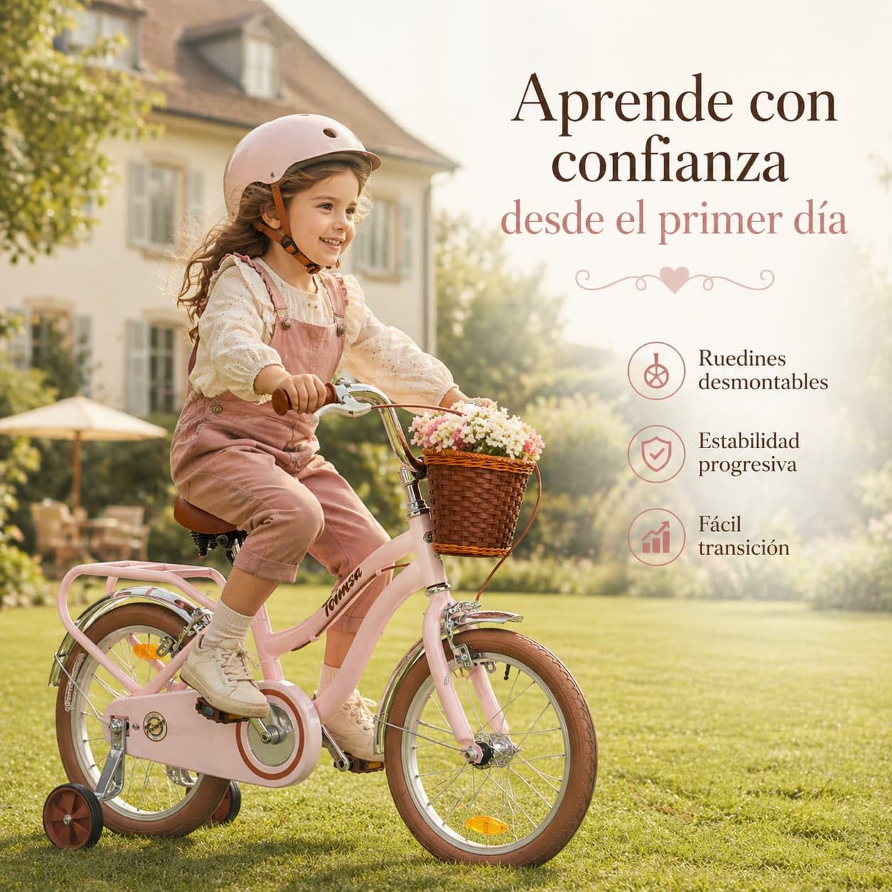 Toimsa Vintage 16 inch Kids Bike/Bicycle, with a Retro Look Rear Carrier Rack and Front Wicker Style Basket