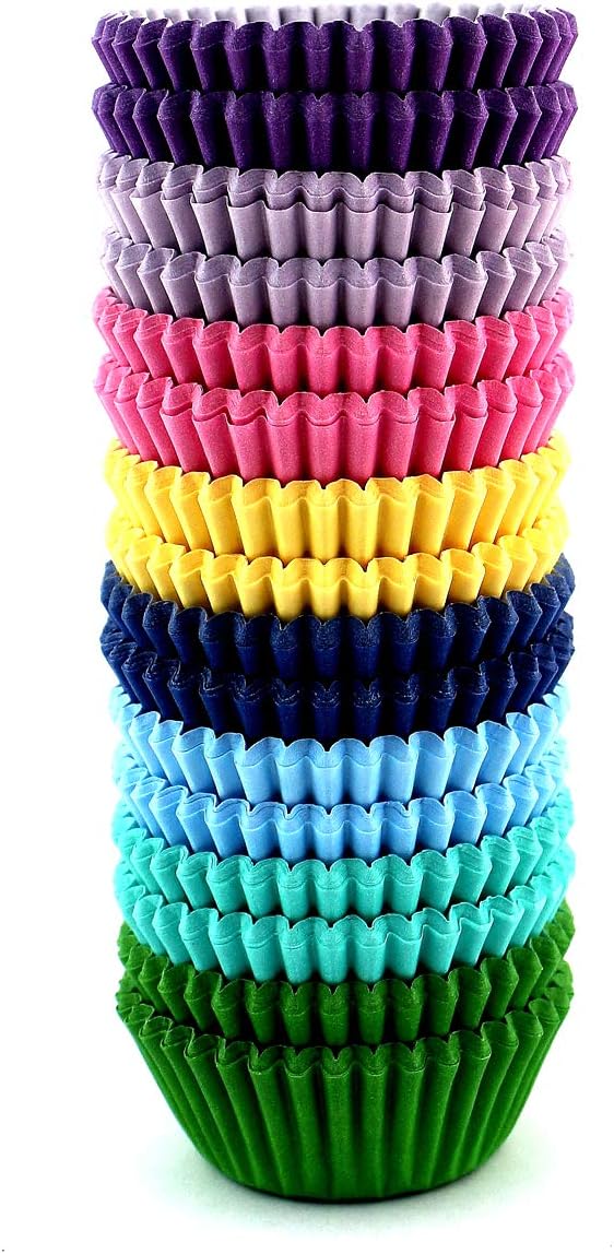 Mkustar 400 Count Rainbow Bright Mini Cupcake Liners Paper