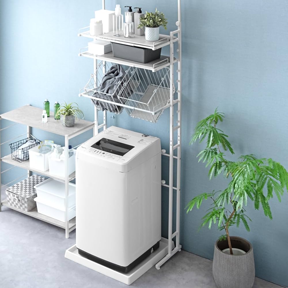 Amazon｜タンスのゲン ランドリーラック 幅64～94cm 突っ張り式