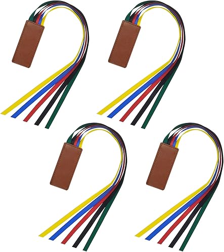 Paquete de 4 marcadores de cinta para la Biblia, marcadores de cinta de 5 páginas, de cuero artificial, con 5 cintas coloridas para libros