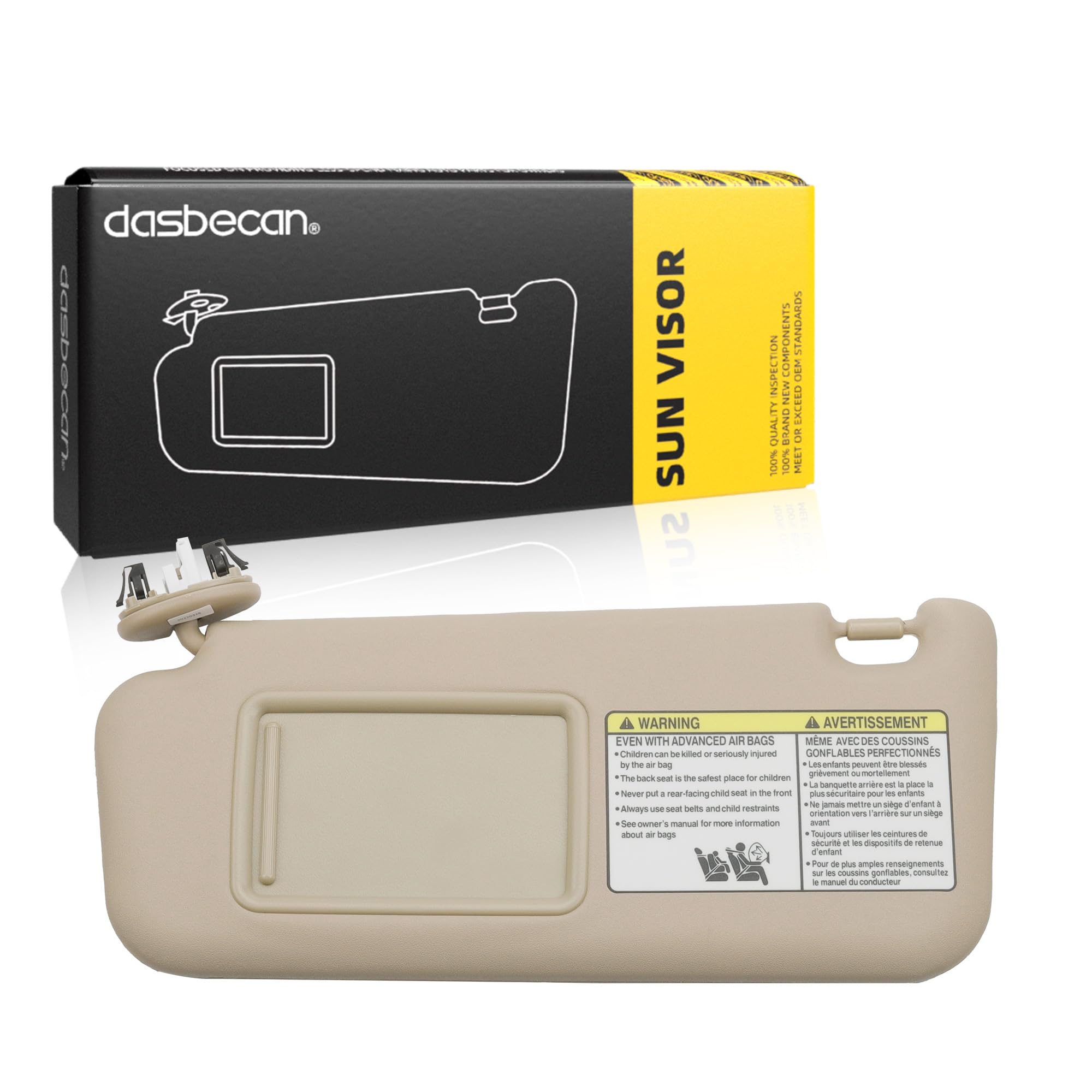 Photo 1 of Dasbecan Front Left Driver Side Sun Visor with Vanity Light Compatible with Toyota RAV4 2006-2013 Replace ?74320-42501-B3 (Beige)