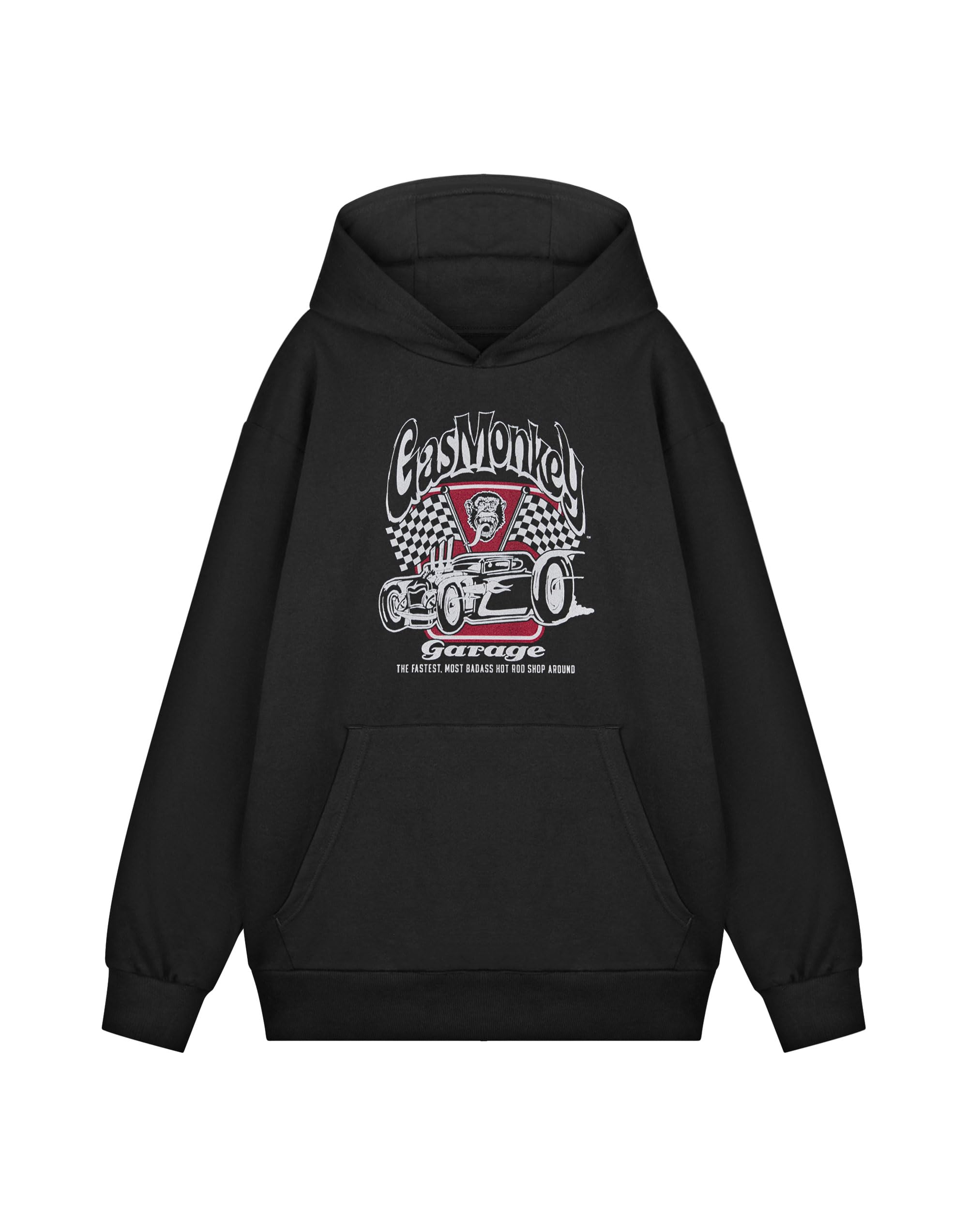 Vanilla Underground Men's Black Gas Monkey Garage Garage Flags Hoodie - Medium