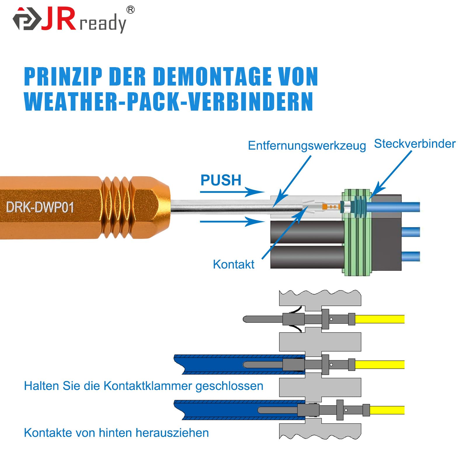 JRready ST5211-05 5PCS Auspinnwerkzeug Kit For Weather-Pack Metri-Pack Serie Steckverbinder Deutsch DT DTM DTV DRB DRCP Und Strike Serie Stecker Trminals Tool Kit Einbeziehen DRK 785084 Amp 1.5mm