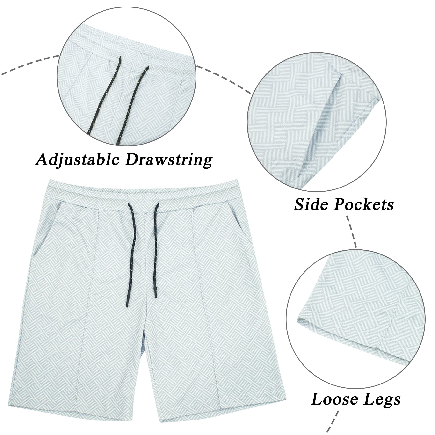 FEOYA Herren Trainingsanzug 2-Teiliges Poloshirt & Shorts Set Sommer Half-Zip Polo Hemd Set Kurzarm Freizeitanzug für den Alltag, Urlaub, Sport