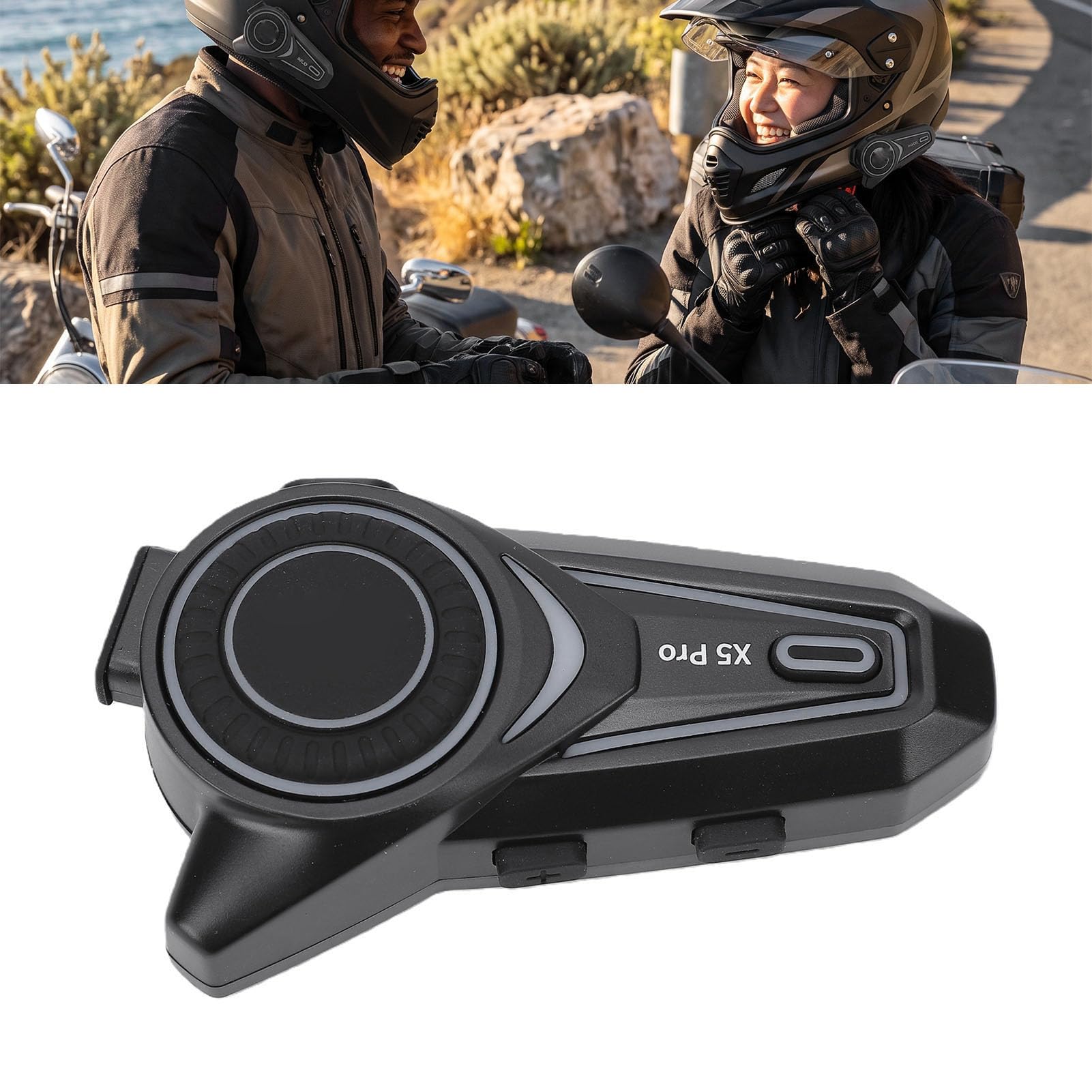 Casco Bluetooth Moto 500m IP67, Batteria 1150mAh, per Motociclisti