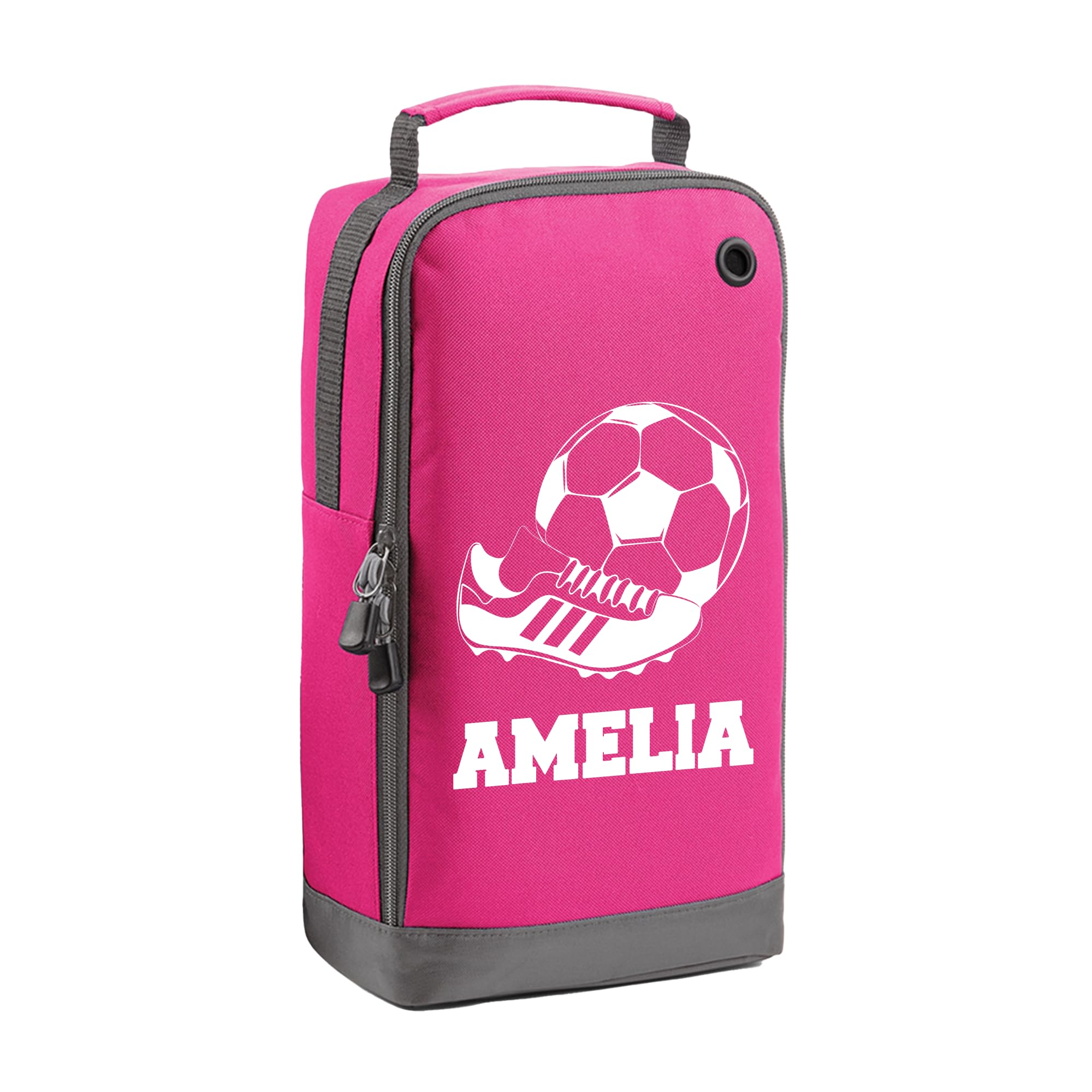 Personalised Kids Boot Bag with Custom Name - Football Boot Design - Pink Shoe Bag for PE & School