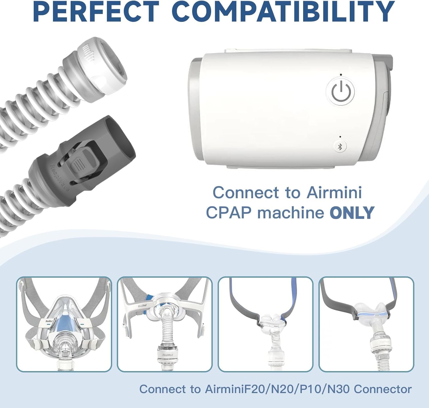 Replacement CPAP Tubing for ResMed AirMini Tube & 10-Pack Airmini Supplies Filters Combo, as Flexible as OEM | Compatible with ResMed Airmini CPAP Machine & P10 Nasal Pillows & N20 & N30 Nasal Masks