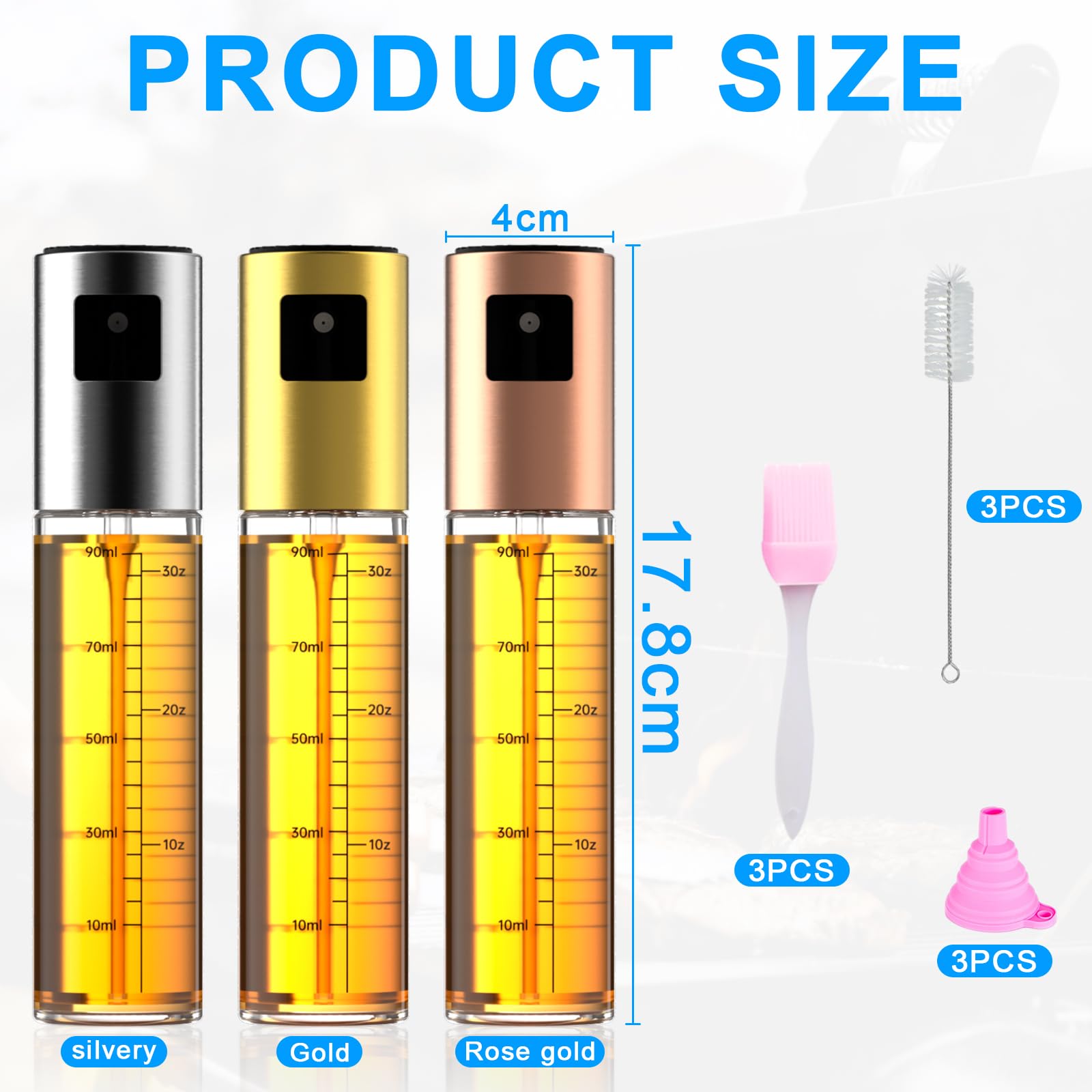 Spruzzatore Per Olio Da Cucina - 100ml, Per Friggitrice Ad Aria, Vetro Alimentare (2 Pezzi) - Foto 3