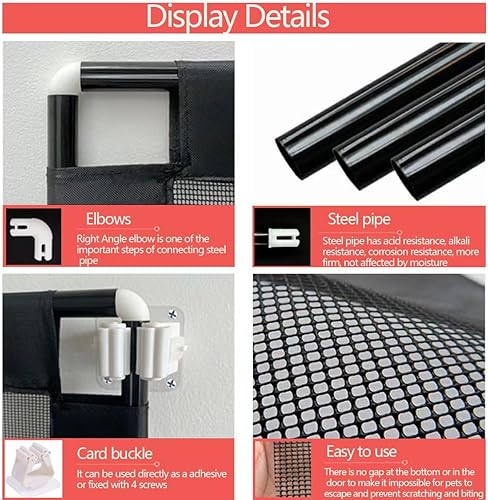 Miniatura 7 de Puerta de perro para mascotas, puerta para perros, para la casa, escaleras, puertas, fijación de tubo de metal grueso, puerta de escalera fácil de