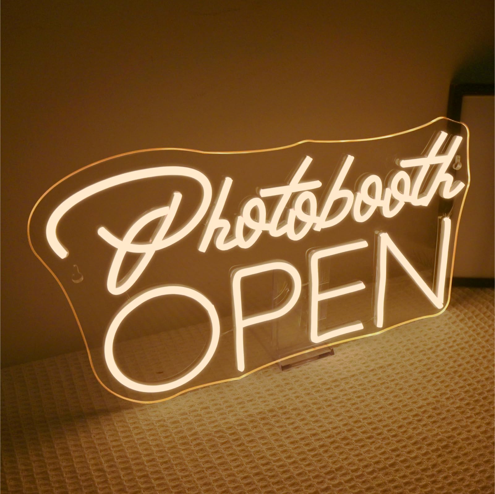 ineonlife Photobooth Open Neon Led Blanc Décoration Murale Galerie Photos Enseigne Lumineuse Photographie Mariages