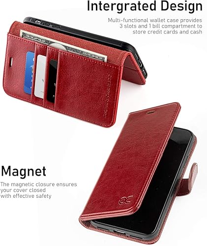 Miniatura 10 de OCASE Funda tipo cartera para iPhone X, funda para iPhone 10 carga inalámbrica ranura para tarjeta soporte de soporte Funda de cuero con tapa para