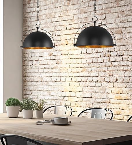 Miniatura 3 de Kira Home Sulis - Lámpara colgante industrial moderna de 15 pulgadas + pantalla estilo satélite, acabado negro