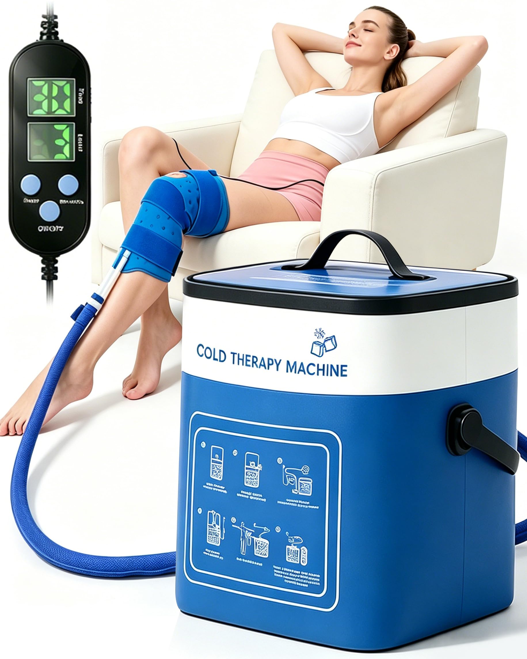 Photo 1 of Ice Machine for Knee After Surgery with Pressure Regulator, Temperature Display Cold Therapy Machine for Knee Replacement with Silent Pump, Ice Wrap Pad Cryotherapy System for Post-Surgery Pain Relief