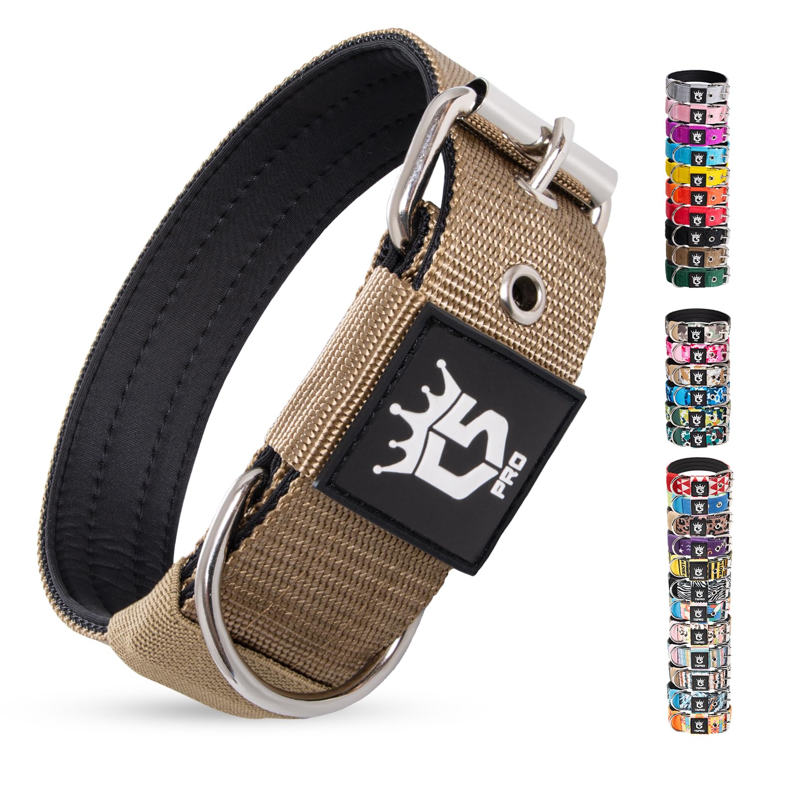 TSPRO Collar Táctico para Perros, Acolchado, Ancho 3,3 cm, Ajustable