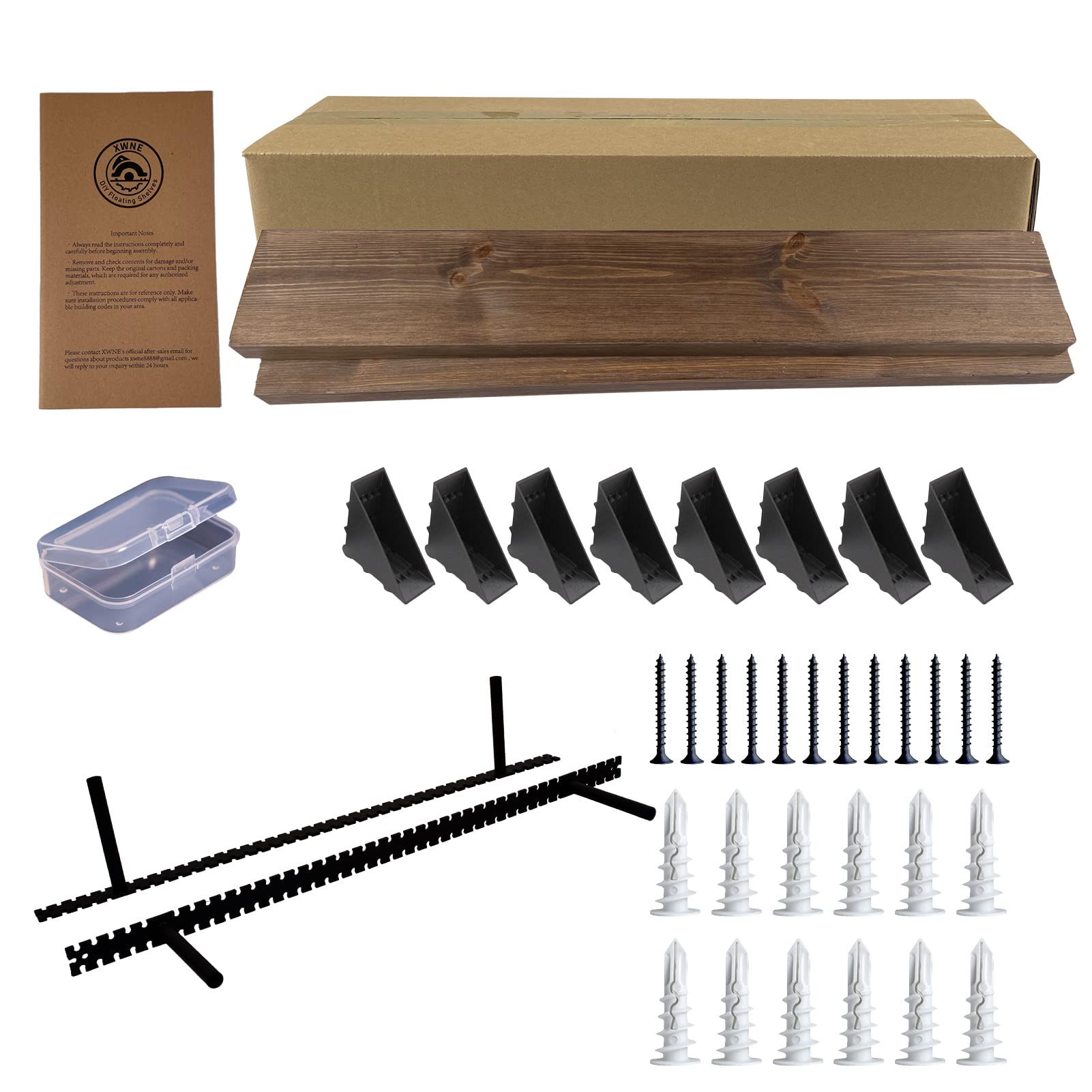 XWNE Wood Floating Shelves,36 inch Rustic Wood Wall Shelves for Bathroom Living Room Bed Room Kitchen Farmhouse Laundry Room Set of 2,Handmade-Thickened Wall Shelf,Black Walnut