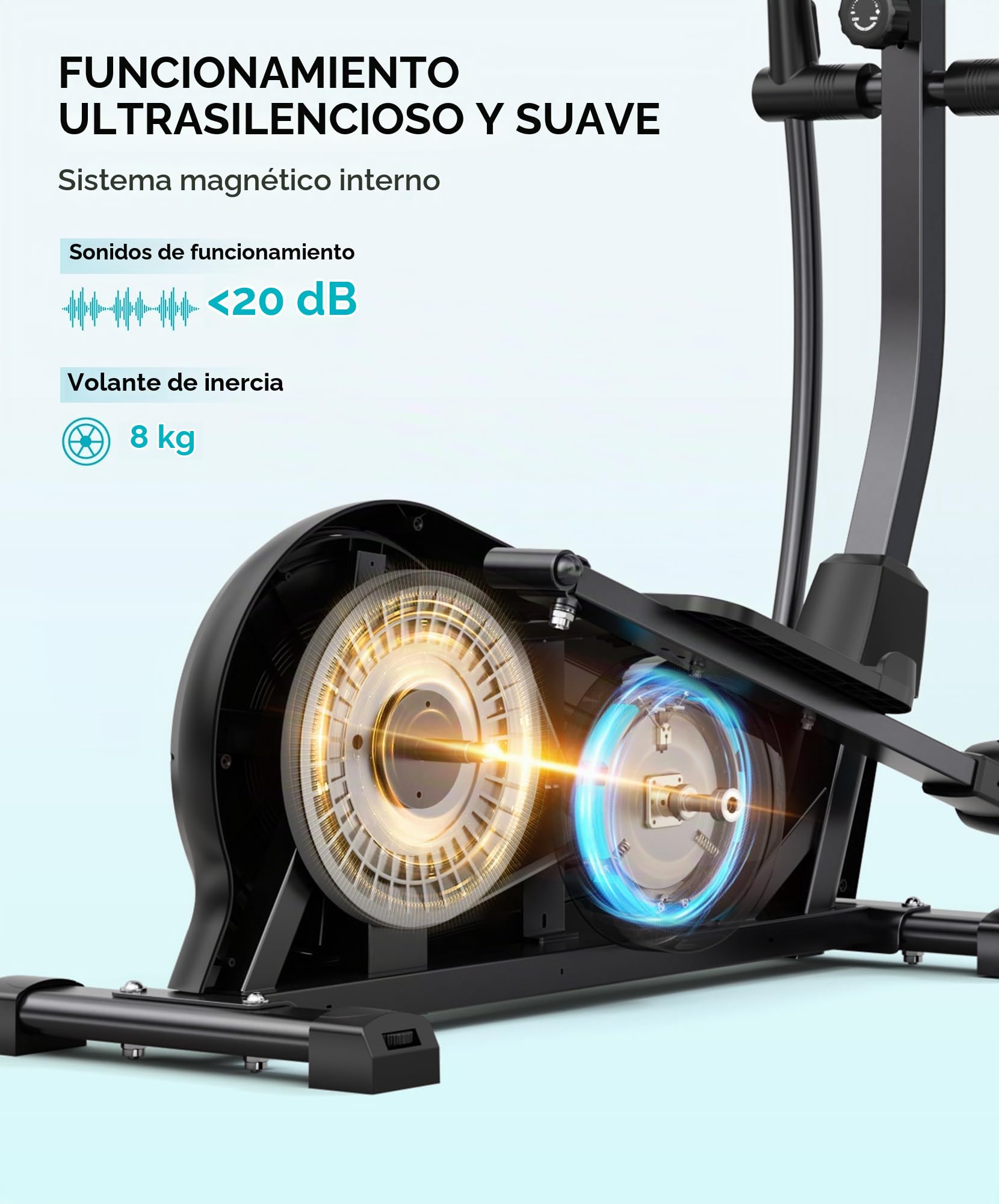 THERUN Bicicleta Elíptica para Casa Silenciosa, Resistencia Magnética de 16 Niveles, Soporta hasta 120 kg, Monitor LCD, Máquina de Cardio para Entrenamiento de Cuerpo Completo