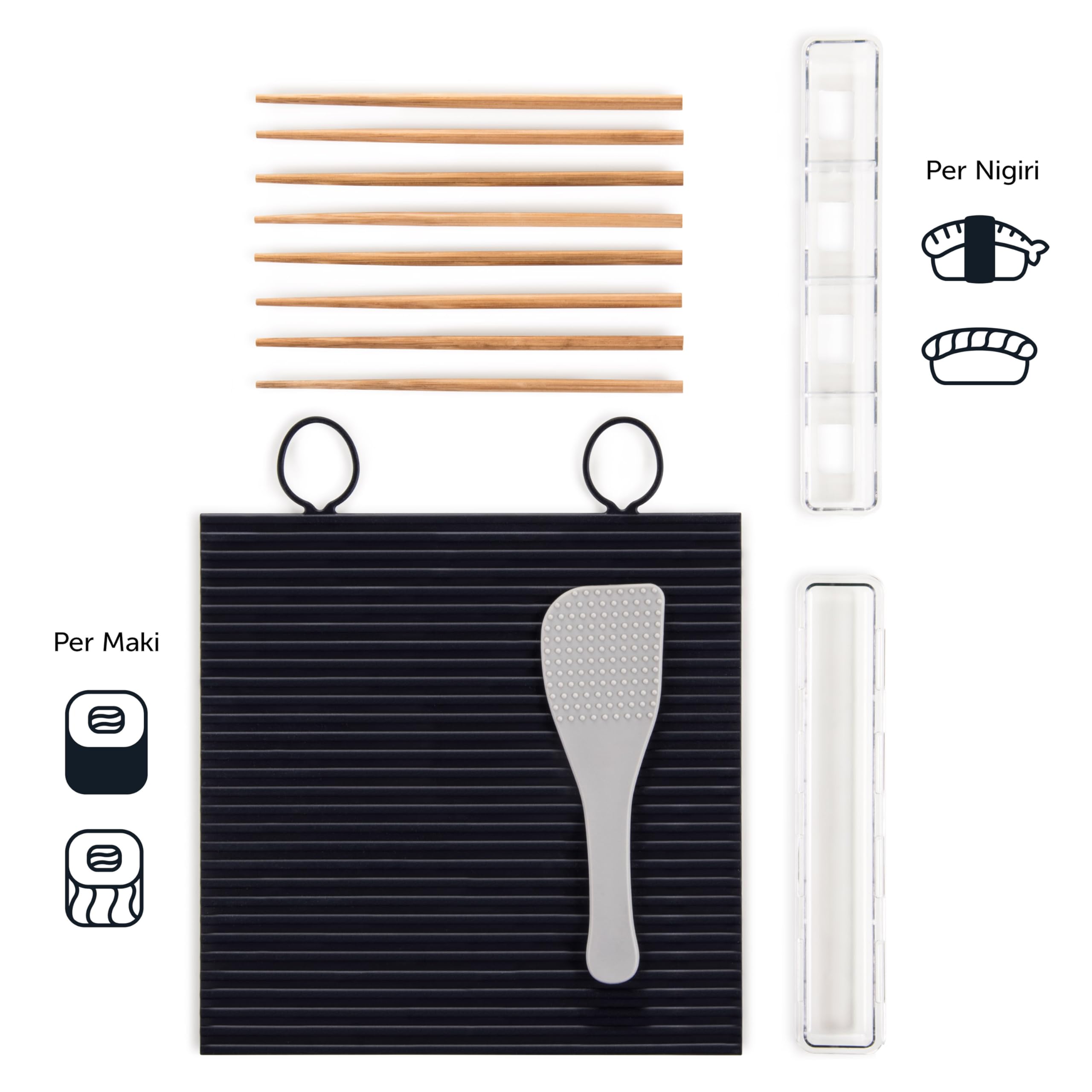 Kit Per Sushi Blumtal - Tappetino Silicone Lavabile, Bacchette Legno, Stampo Nigiri (7 Pezzi) - Foto 5