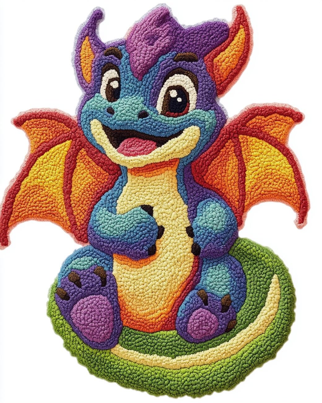 AMBATTERY Latch Hook Kits Carpet Colorful Dragon 60x90cm