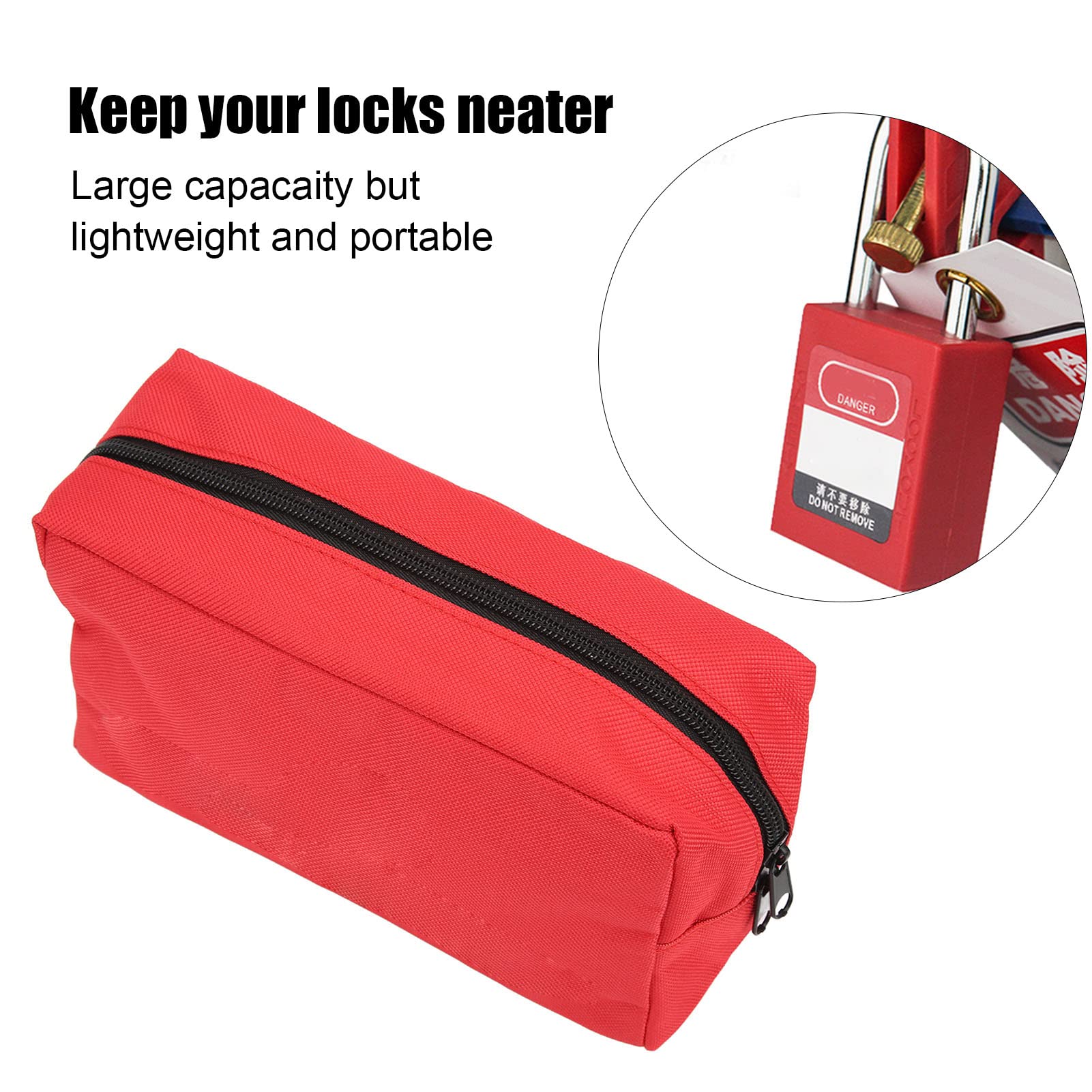 FILFEEL Lockout Pouch, Safety Bag Lockout Kit Pocket Bag Red Oxford Cloth Waterproof Lock Industry Carrying Bag