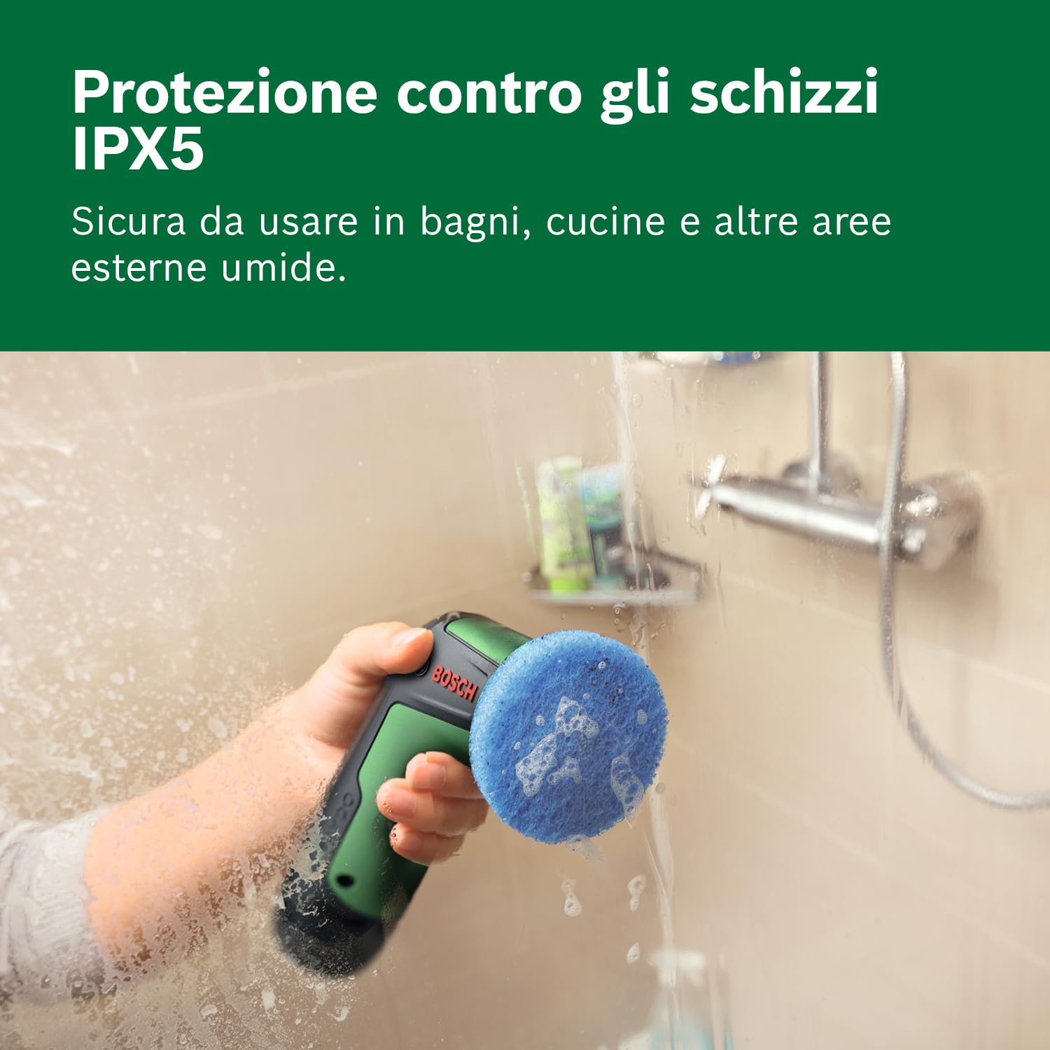 Bosch TAYDO (UniversalBrush 4V) Spazzola di pulizia a batteria (spazzola, spazzola di precisione, supporto per pad, pad heavy-duty abrasivo, pad in microfibra antigraffio, scatola di cartone)