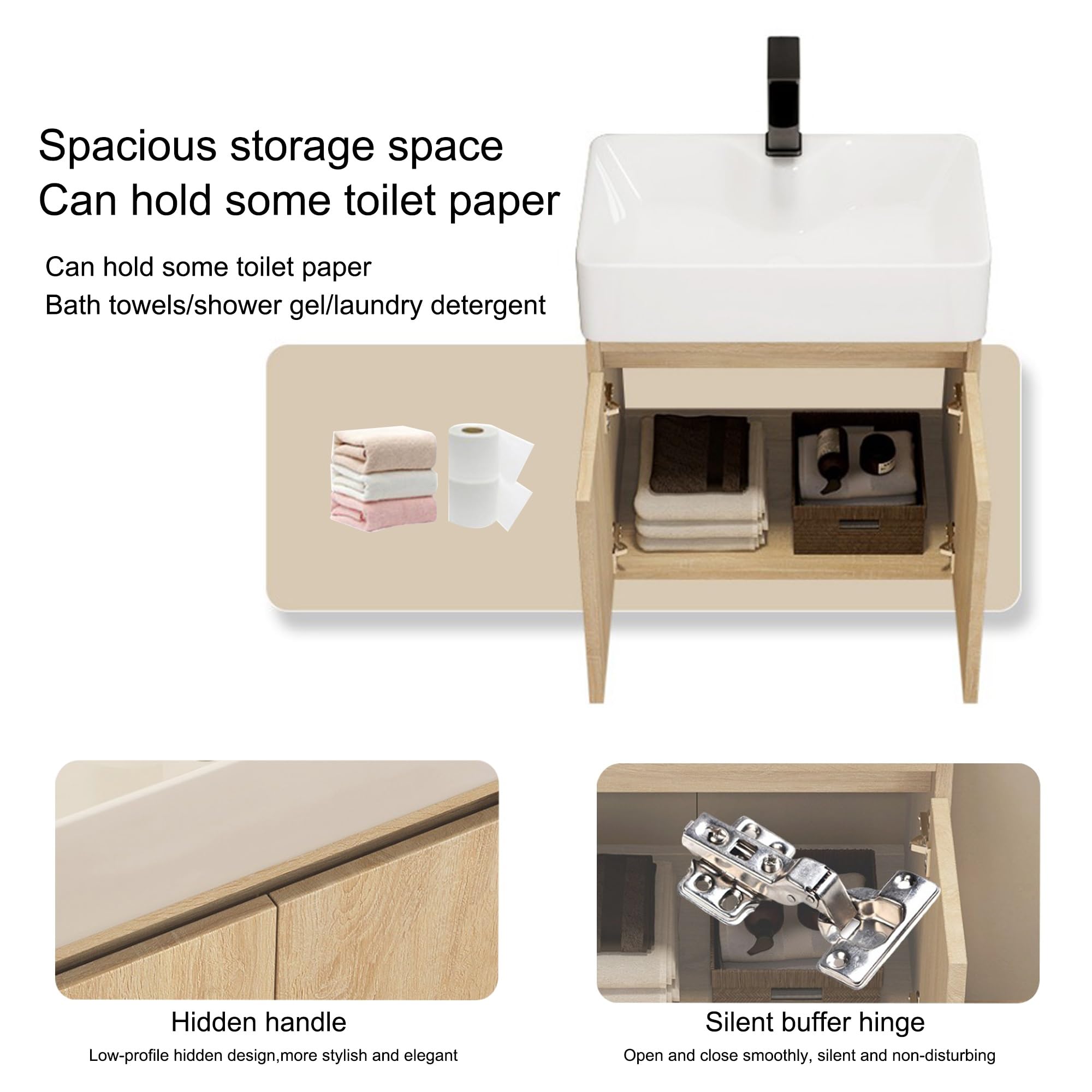 Mueble de Baño Suspendido con Lavabo Pequeño para Espacios Reducidos(Small)