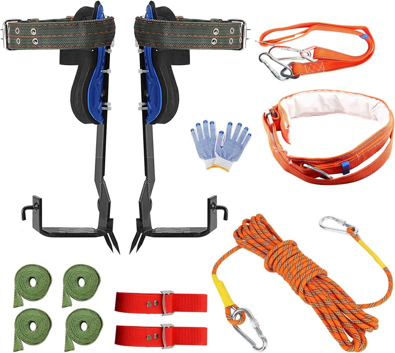 Tree Climbing Spikes Kit, with Adjustable Climbing Belt and Upgrade Rope, 304 Stainless Steel Tree Climbing Gear Tool for Climbing, Picking Fruit, Indoor and Outdoor Sports