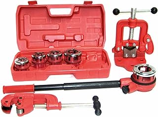 Metal Ratchet Pipe Threader Handheld Pipe Threader Ratchet Ratcheting Pipe Threading W/ 5 Dies Set 3/8