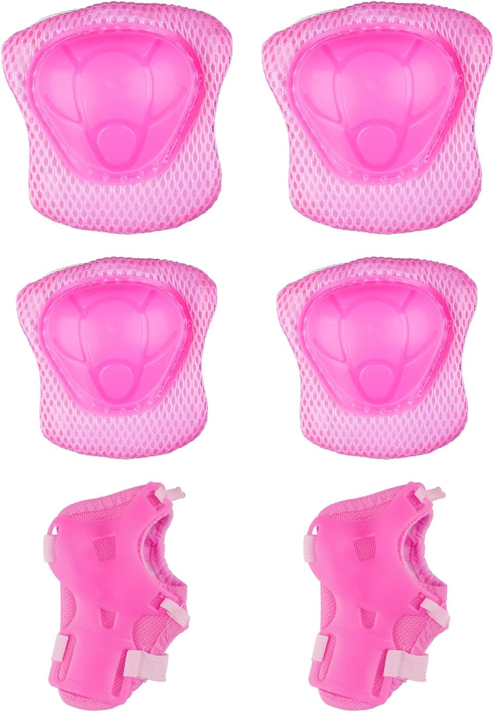6 PCS Knee Pads Set, Adjustable Protective Gear with Knee Elbow Pads and Wrist Guards for Skateboarding Roller Skating Cycling Scooter Biking Outdoor Sports(Pink)