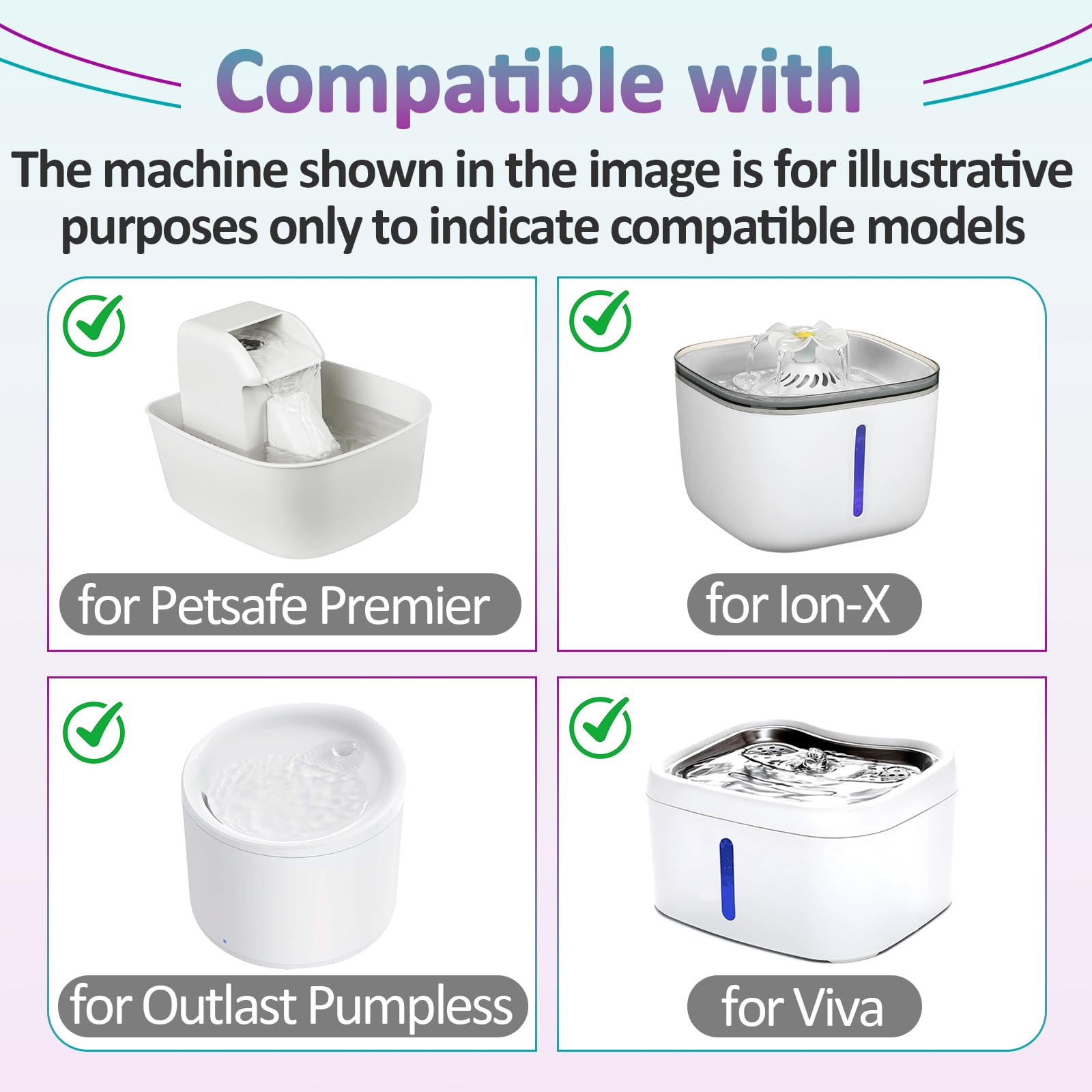 24 filtros de fuente de agua para gatos compatibles con Petsafe Premier | Compatible con fuente de agua Outlast Pumpless, Ion-X y Viva, doble filtración, cuadrada (negro)