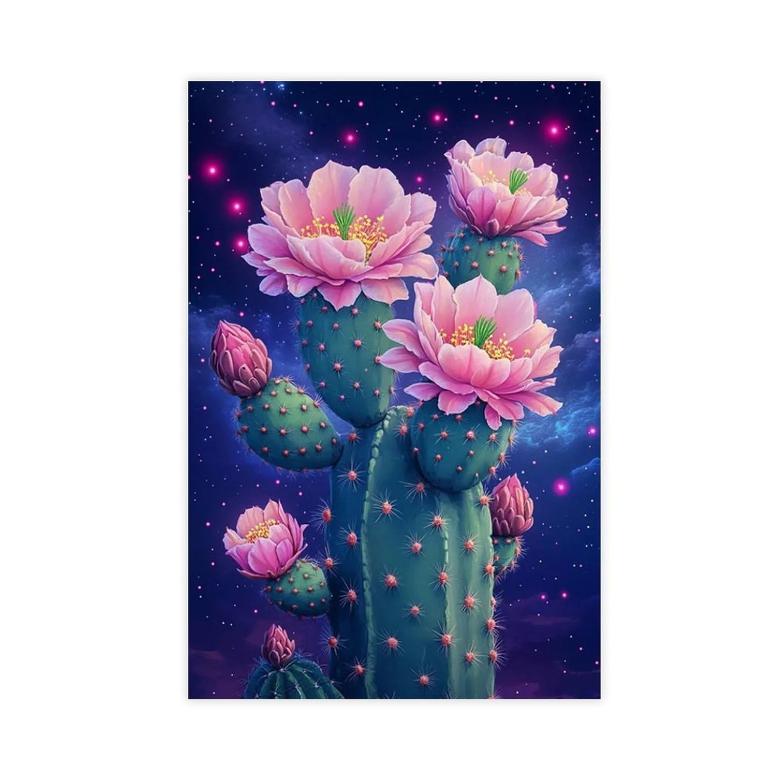 Bareronor Blooming Cactus Canvas Poster for Home Decor Gift