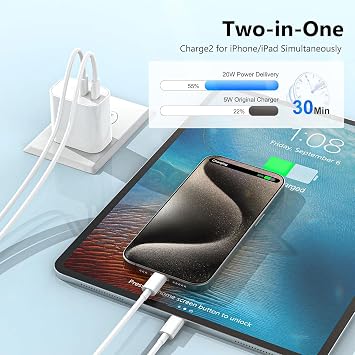 iPhone 17 16 15 Charger 3-Pack Dual Port USB C Fast Charging Block with 6ft c to c Cable Type C Wall Charger Plug for iPhone 17 Pro Max/17 Pro/17/16 15 Pro Max/16 15 Pro/16 15 (Pure White, 6ft)