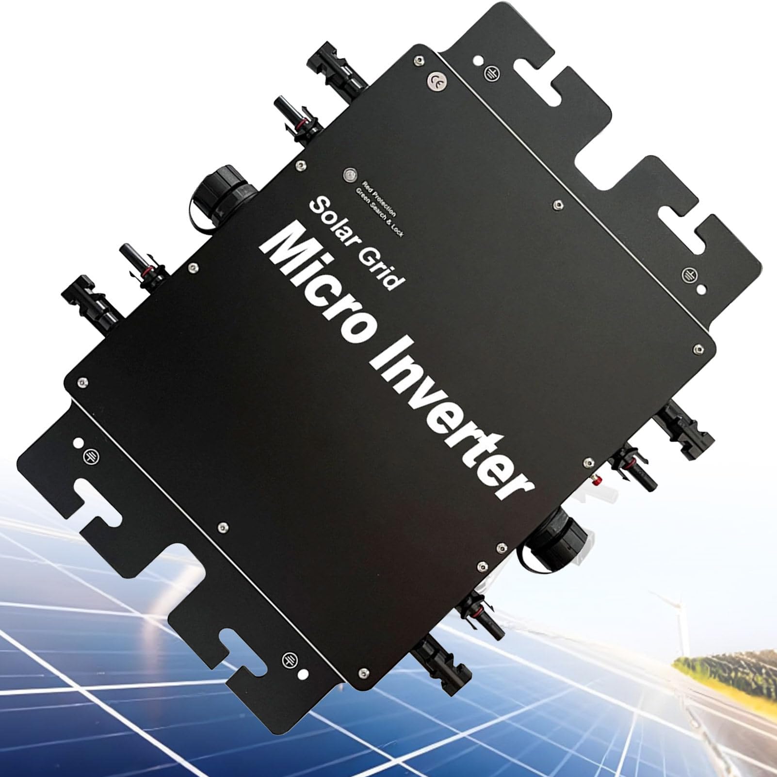 Mikroinwerter, czysta fala sinusoidalna MPPT DC na AC, falownik podłączony do sieci solarnej, wodoodporny IP67, mikroinwerter solarny, do obszarów mieszkalnych, obiektów komercyjnych Black-2000W