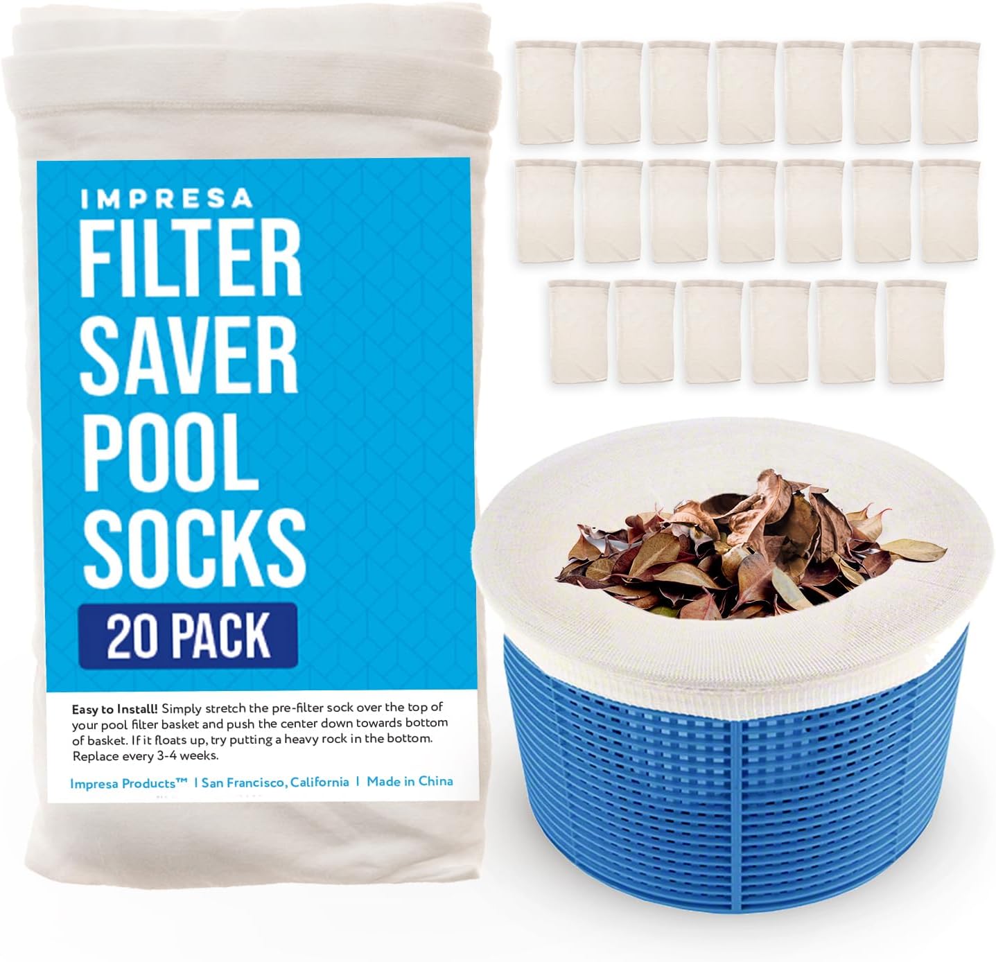 IMPRESA 20Pack of Pool Skimmer Socks Excellent Savers for Pool
