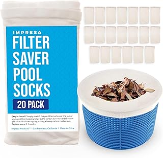 Impresa Products 20-Pack of Pool Skimmer Socks - Excellent Savers for Pool Filters, Baskets, and Skimmers - The Ideal Sock/Net/Saver to Protect Your Inground or Above Ground Pool